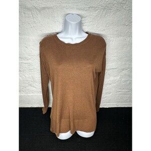 H & M Pullover Tunic Sweater Top Women's SmallBrown Knit Lightweight Long Sleeve
